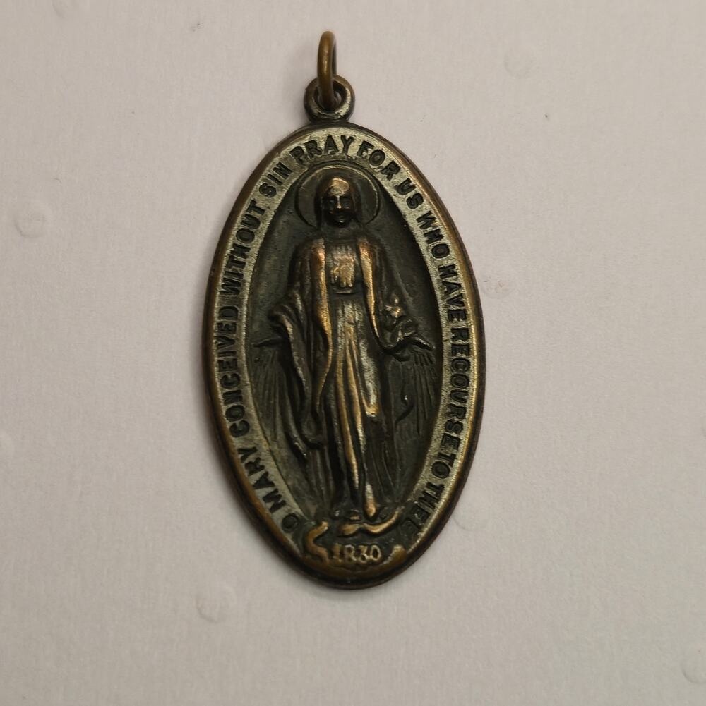 Vintage Miraculous Medal Pendant Catholic Virgin Mary 1830 Charm Devotional